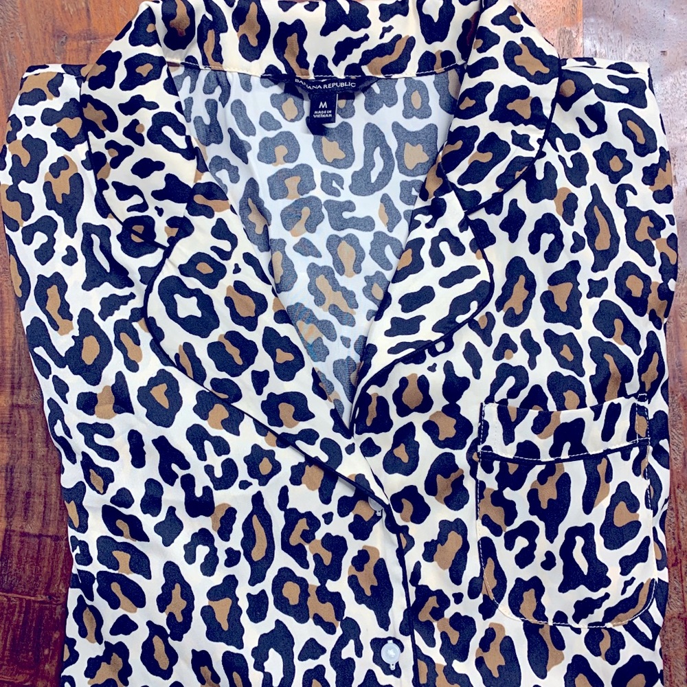 Banana Republic Leopard Print Pajama Set - Black, Brown, White